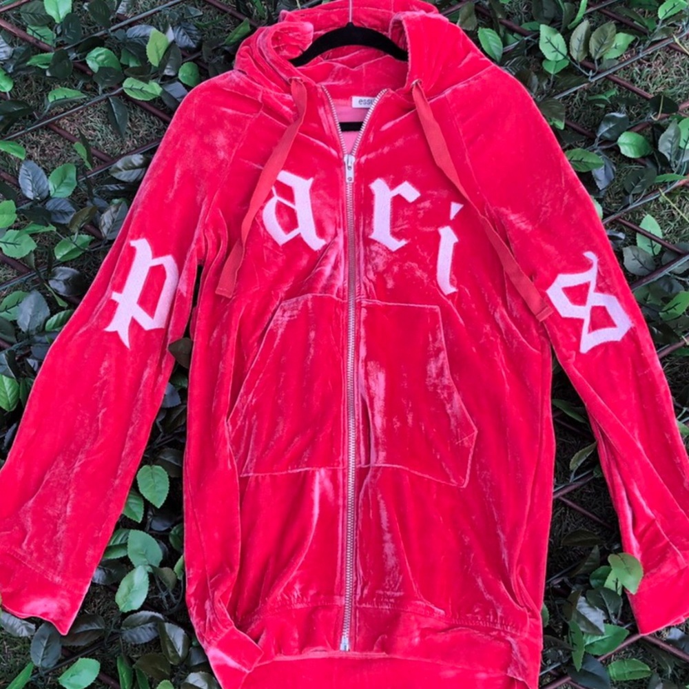 Pink Paris velvet jacket Paris Hilton Vibes